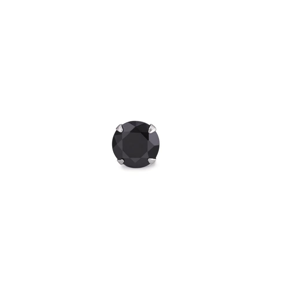 Örhängen 1 st Silver Zirkoniumoxid svart Ø7 mm
