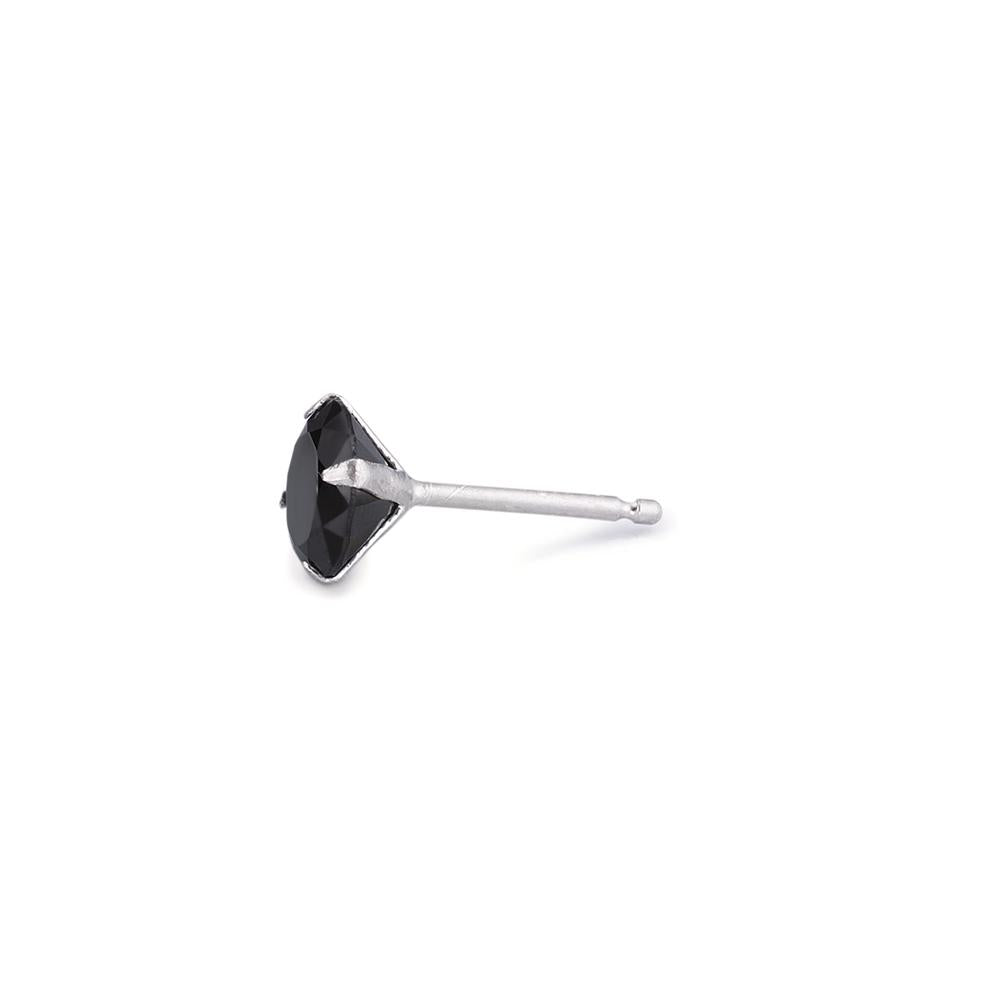 Örhängen 1 st Silver Zirkoniumoxid svart Ø7 mm