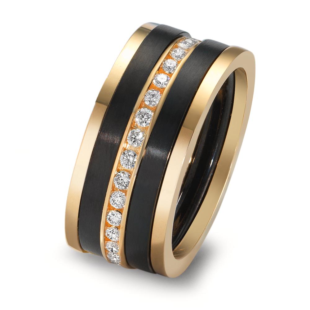Ring set 750/18 K gult guld, titan diamant 0.50 ct, w-si
