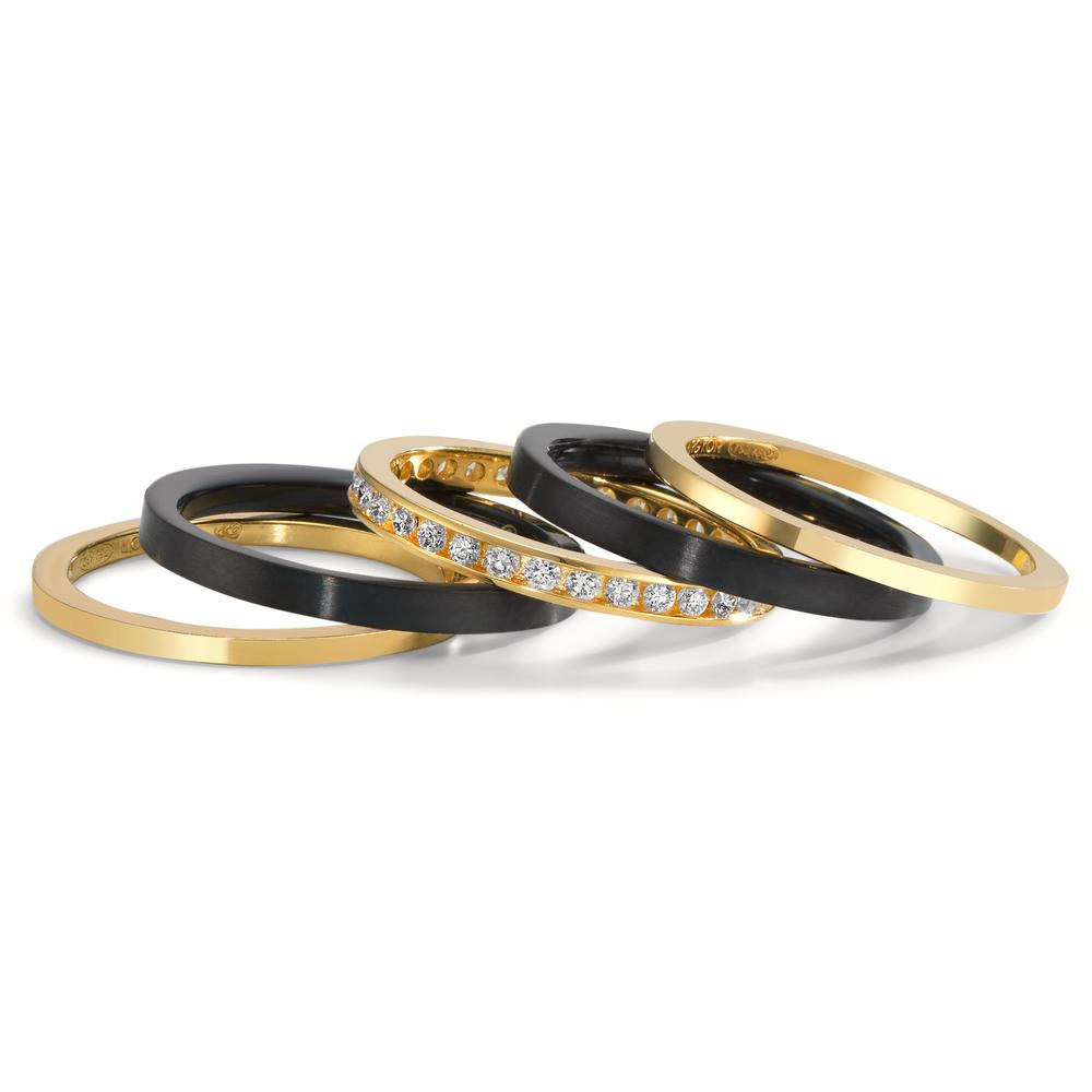 Ring set 750/18 K gult guld, titan diamant 0.50 ct, w-si