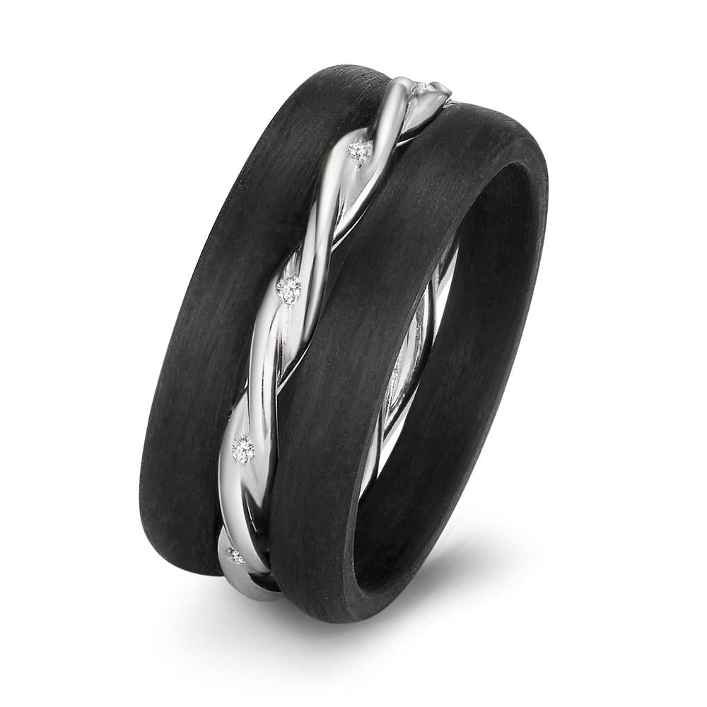 Ring set 750/18 K vitguld, Kol diamant 0.045 ct, 9 stenar, w-si