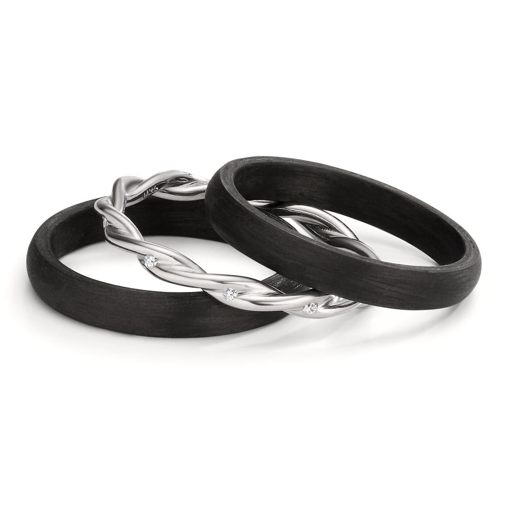 Ring set 750/18 K vitguld, Kol diamant 0.045 ct, 9 stenar, w-si