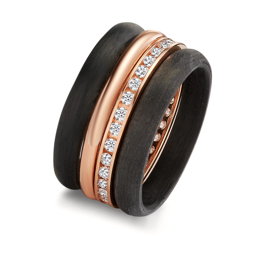 Ring set 750/18 K rött guld, Kol diamant 0.50 ct, w-si