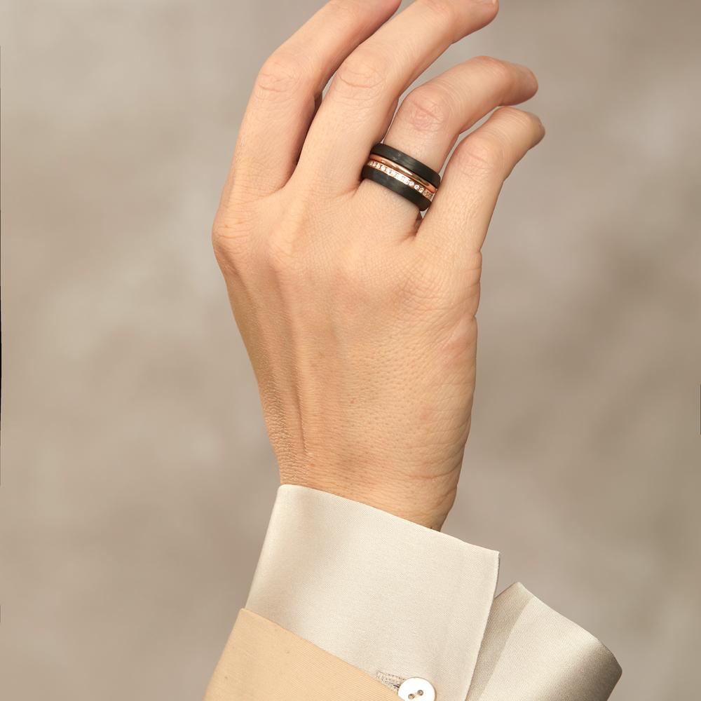 Ring set 750/18 K rött guld, Kol diamant 0.50 ct, w-si
