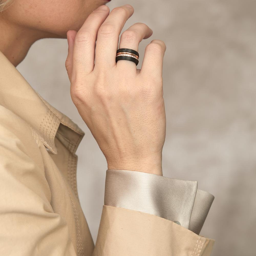 Ring set 750/18 K rött guld, Kol diamant 0.50 ct, w-si