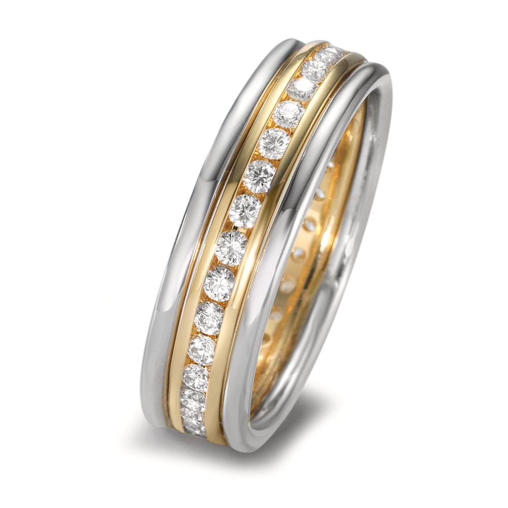 Ring set 750/18 K gult guld, 750/18 K vitguld diamant 0.50 ct, w-si