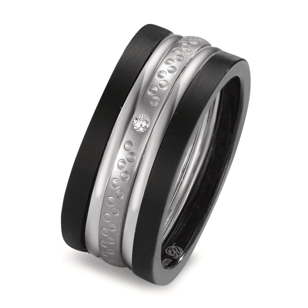 Ring set 750/18 K vitguld, titan diamant 0.014 ct, w-si