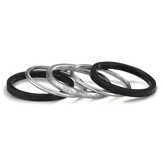 Ring set 750/18 K vitguld, titan diamant 0.014 ct, w-si