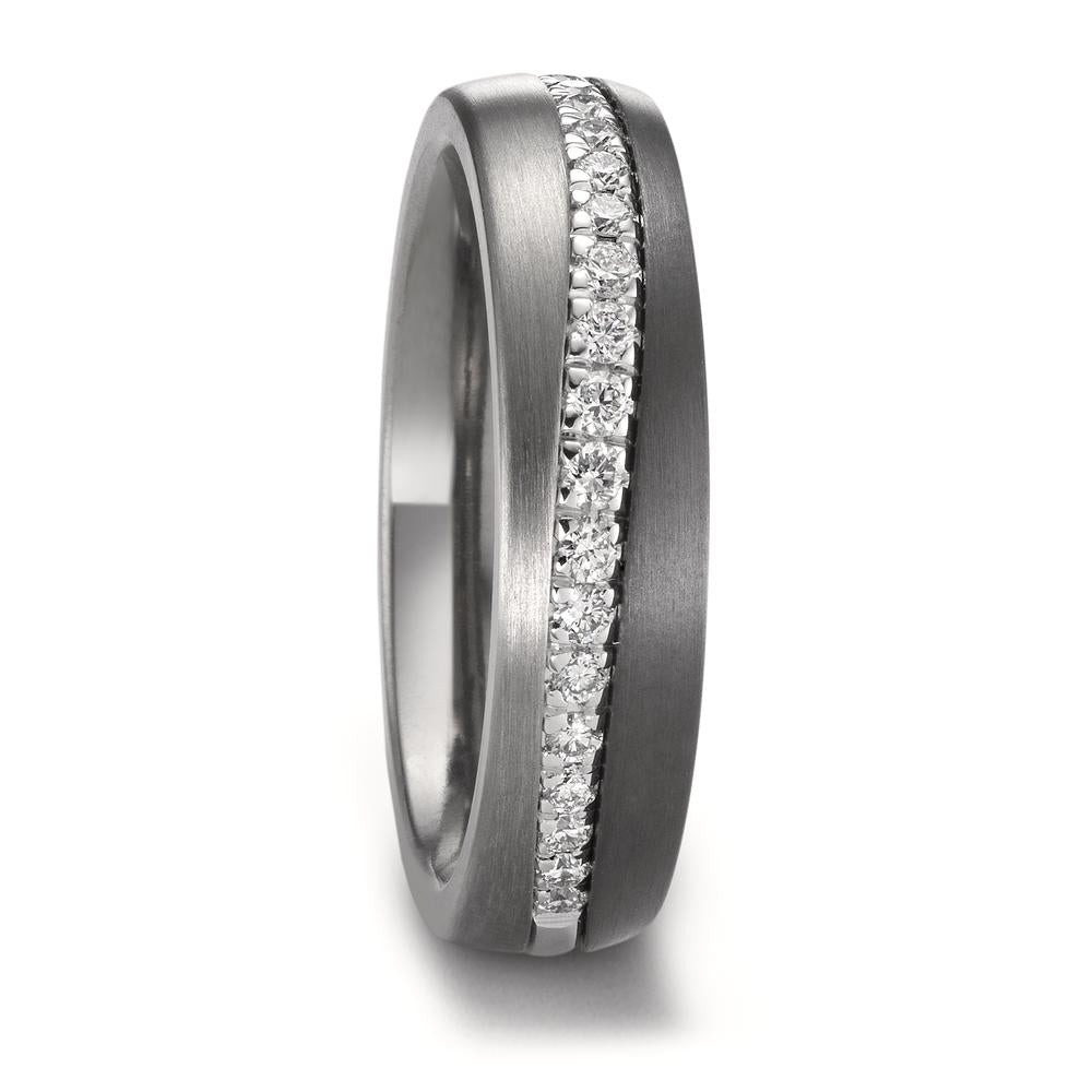 Partnerring zirkonium, 585/14 K vitguld, titan diamant 0.238 ct, w-si