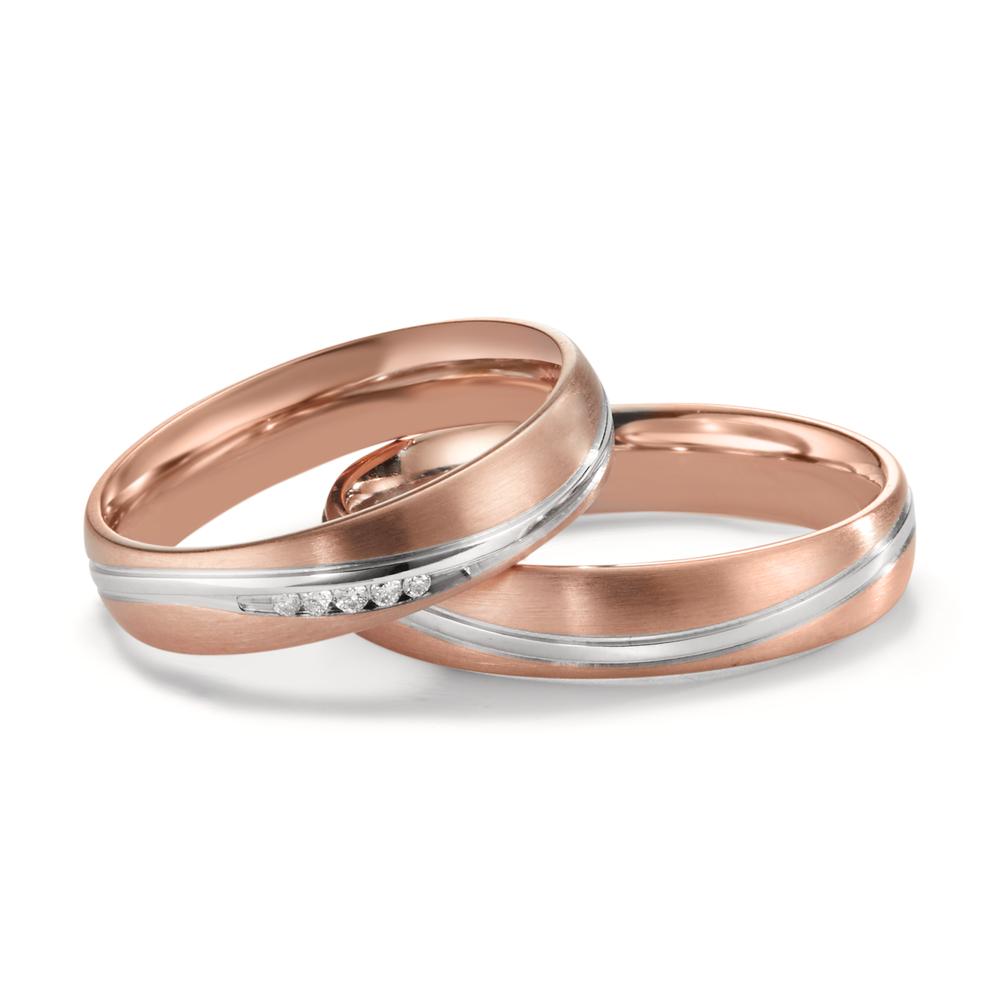 Partnerring 750/18 K vitguld, 750/18 K rött guld diamant 0.036 ct, 5 stenar, w-si