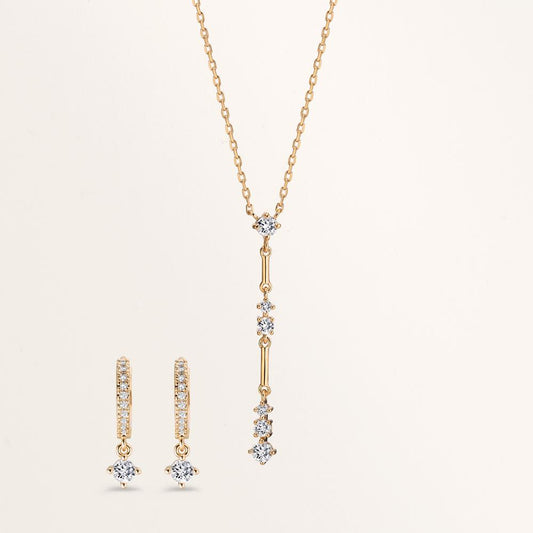 Hopfällbara örhängen Brons Zirkoniumoxid 22 stenar guldpläterad