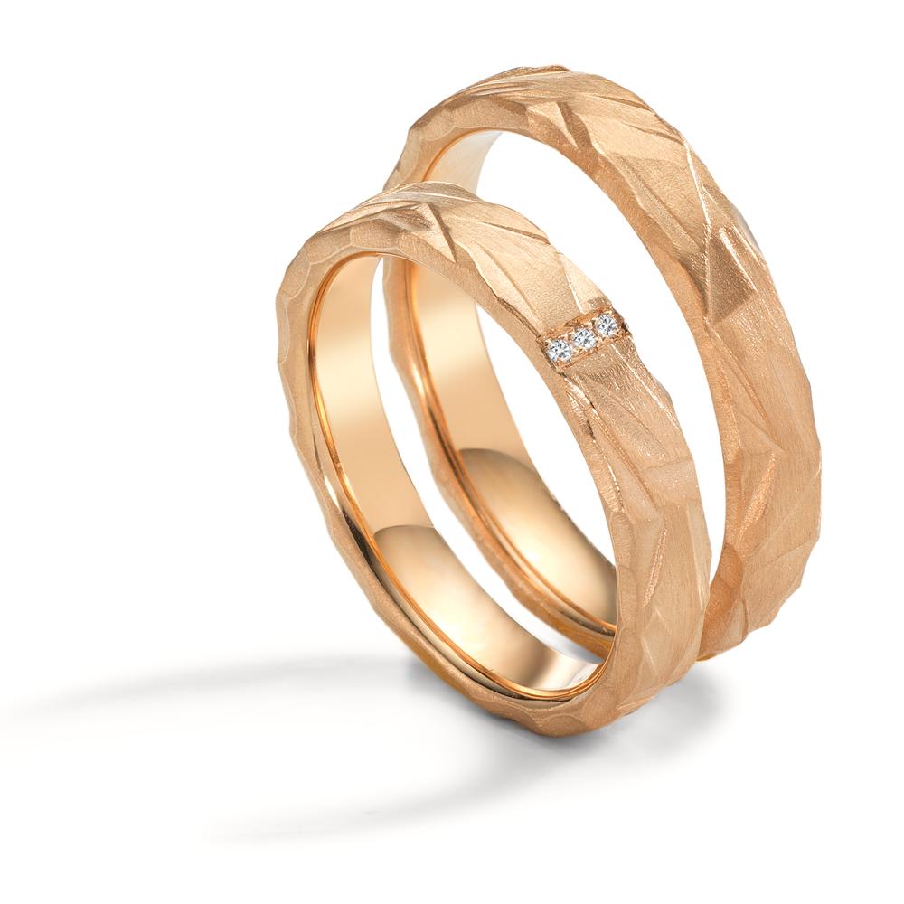 Partnerring 750/18 K roséguld diamant 0.012 ct, 3 stenar, w-si