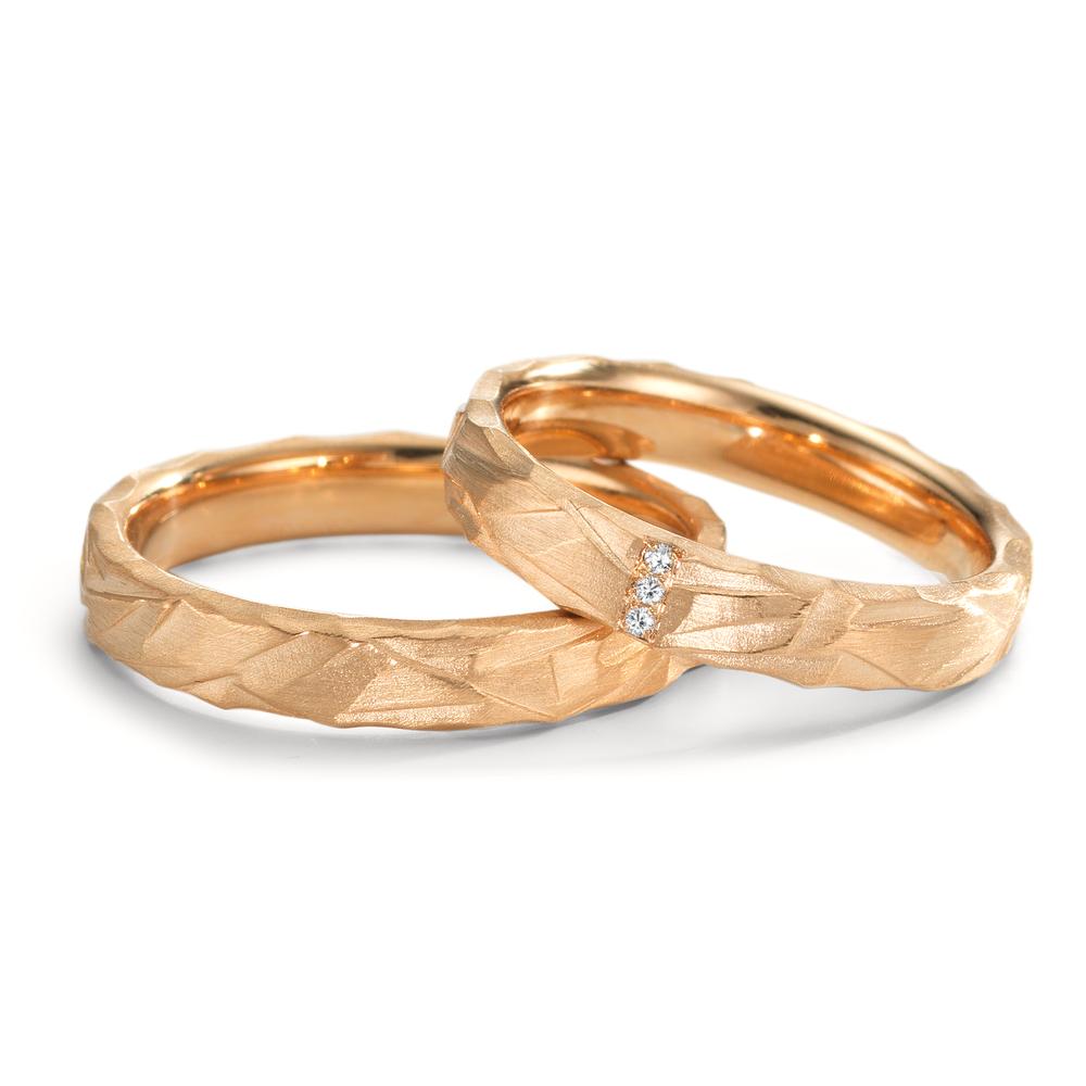 Partnerring 750/18 K roséguld diamant 0.012 ct, 3 stenar, w-si