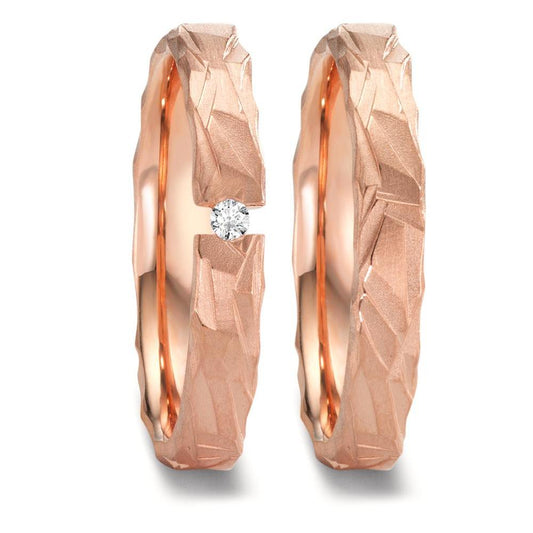 Partnerring 750/18 K rött guld diamant 0.05 ct, w-si