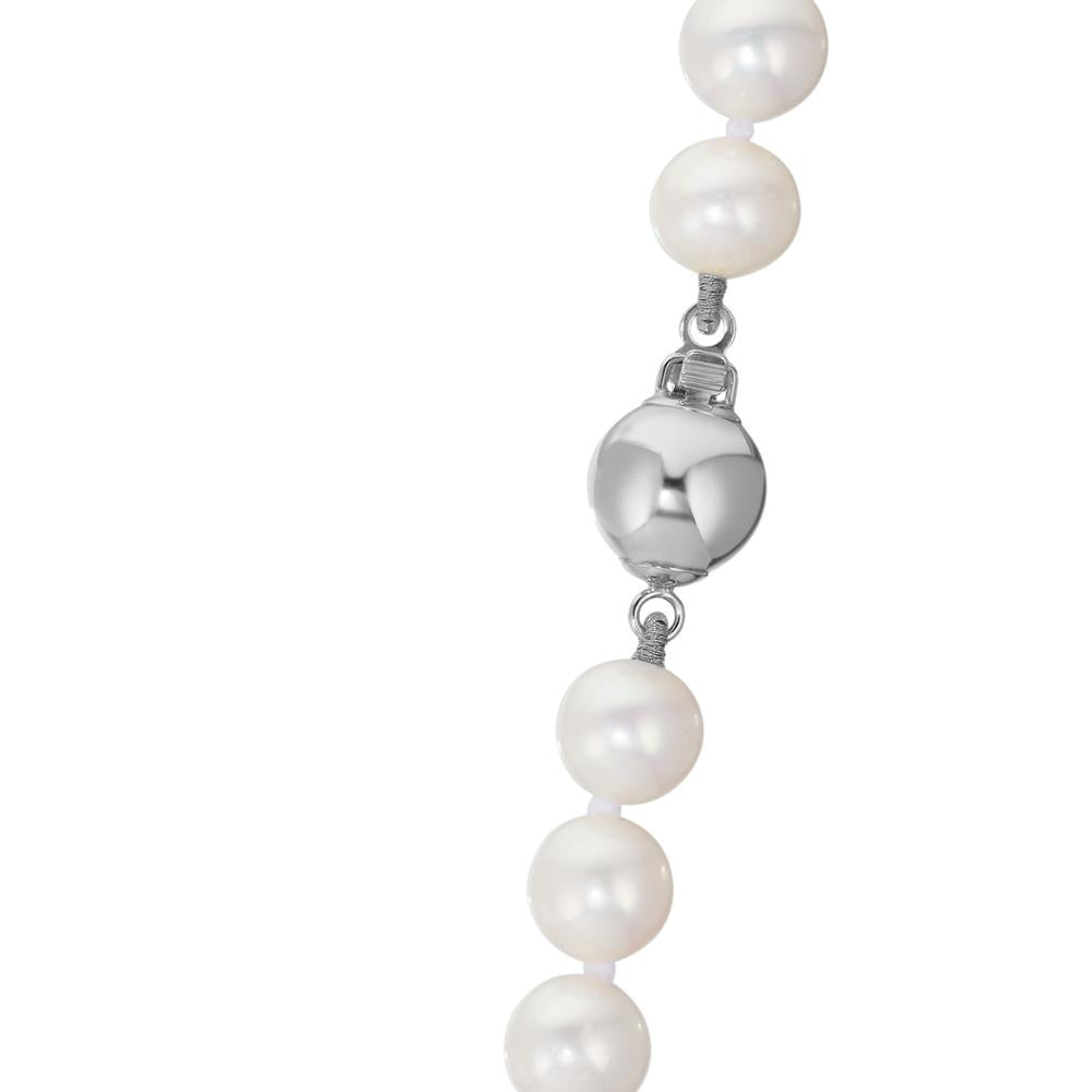 Collier 750/18 K vitguld Sötvattensodlad pärla vit 6-7 mm 50 cm