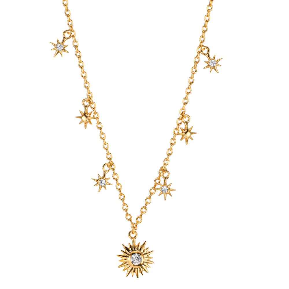 Collier Brons Zirkoniumoxid 7 stenar guldpläterad 3 mikron stjärna 40-45 cm