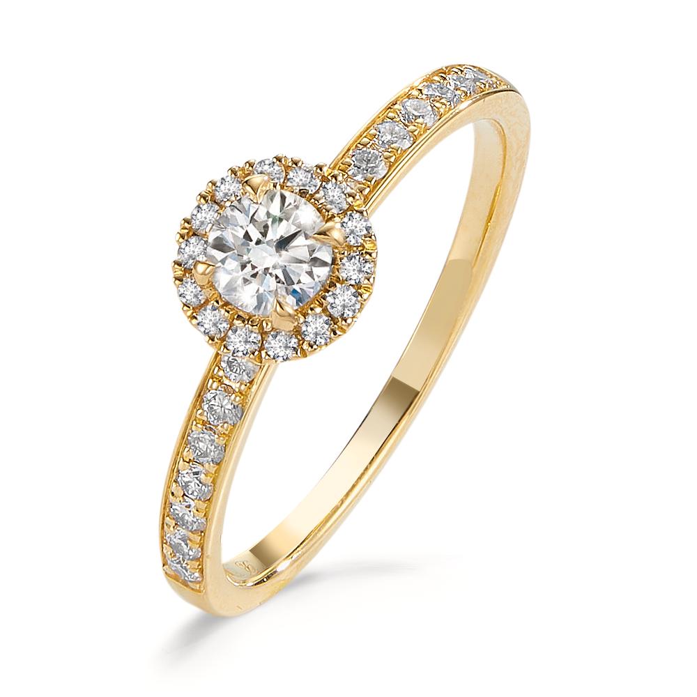 Minnesring 750/18 K gult guld diamant 0.50 ct, w-si Ø6.5 mm
