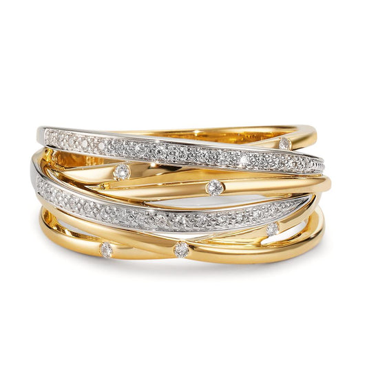 Finger ring 750/18 K gult guld, 750/18 K vitguld diamant 0.16 ct, w-si