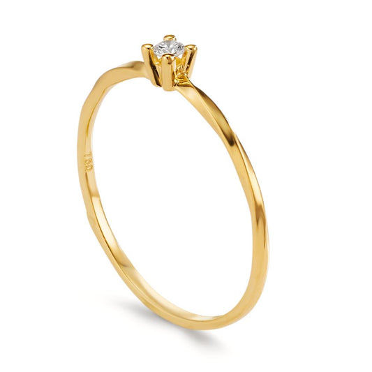 Solitärring 750/18 K gult guld diamant 0.04 ct, w-si
