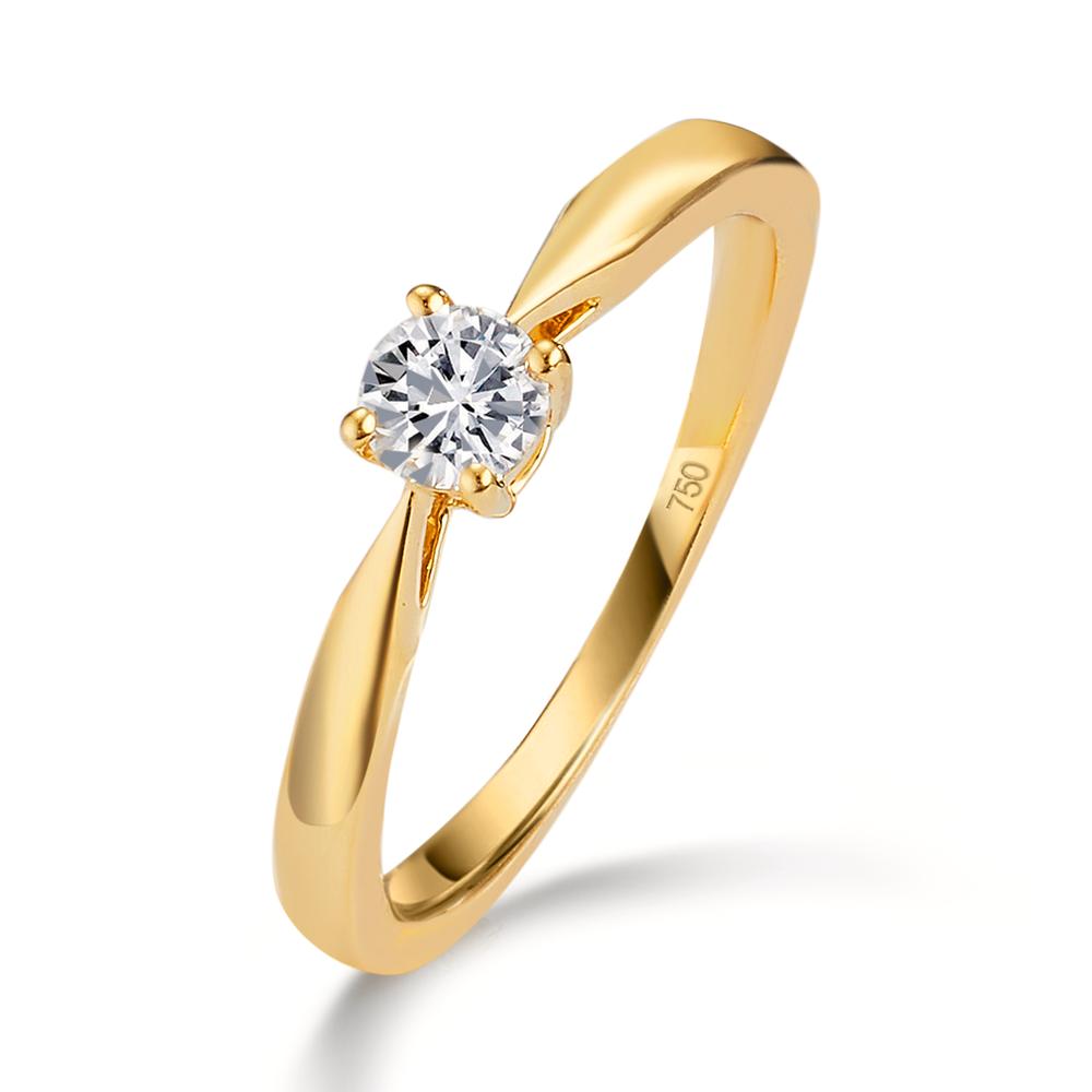 Solitärring 750/18 K gult guld diamant 0.25 ct, w-si