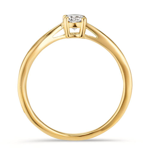 Solitärring 750/18 K gult guld diamant 0.25 ct, w-si
