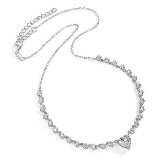 Collier Silver Zirkoniumoxid rodiumpläterad Hjärta 36-41 cm