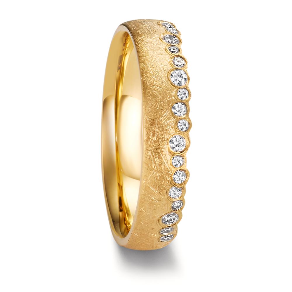 Partnerring 750/18 K gult guld diamant 0.16 ct, 19 stenar, w-si