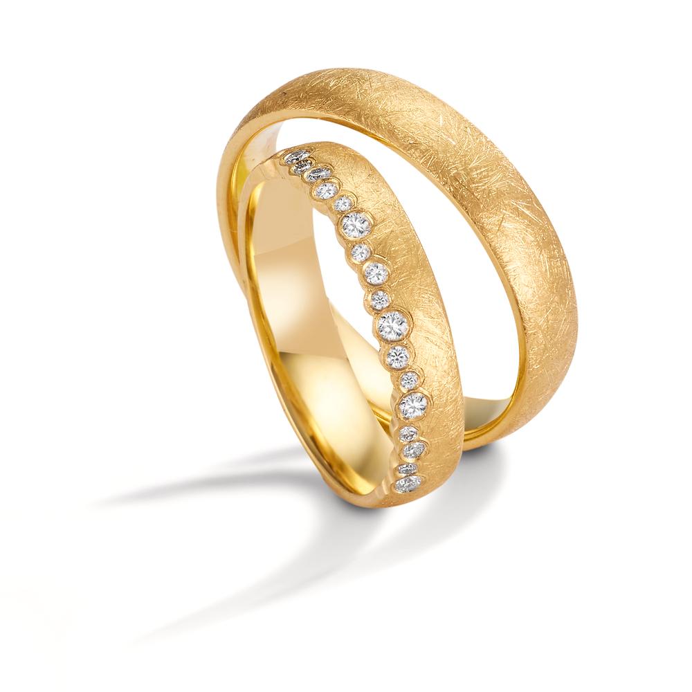 Partnerring 750/18 K gult guld diamant 0.16 ct, 19 stenar, w-si