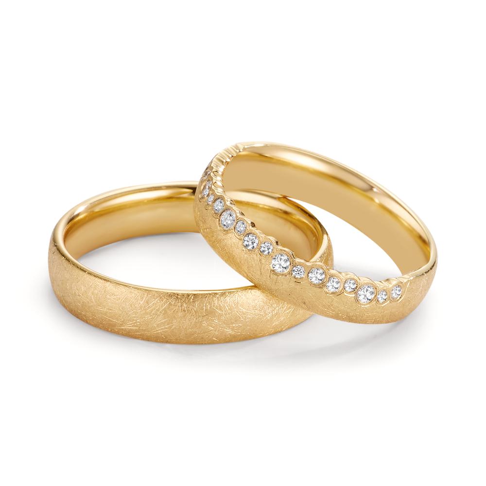 Partnerring 750/18 K gult guld diamant 0.16 ct, 19 stenar, w-si
