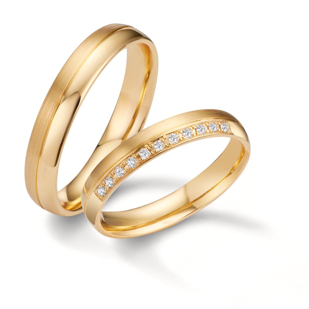 Partnerring 750/18 K gult guld diamant 0.055 ct, 11 stenar, tw-vsi
