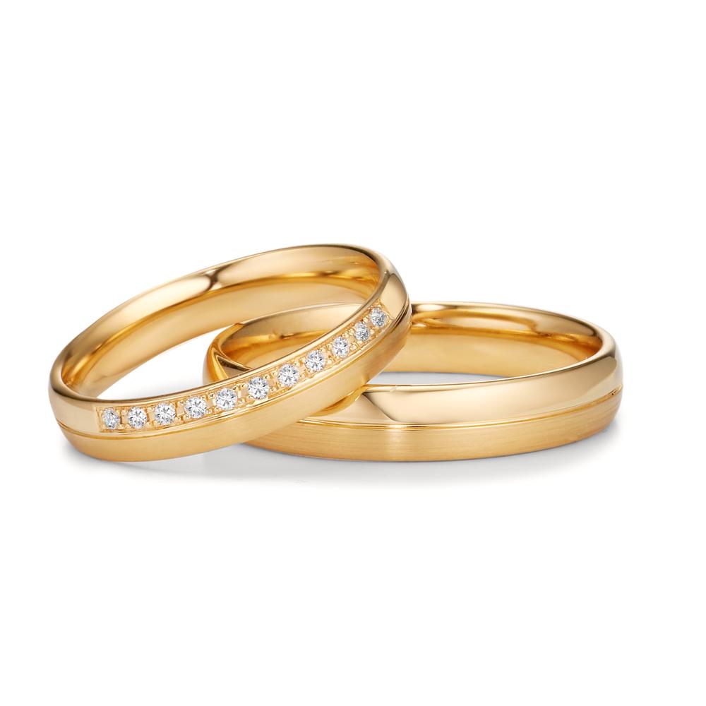 Partnerring 750/18 K gult guld diamant 0.055 ct, 11 stenar, tw-vsi