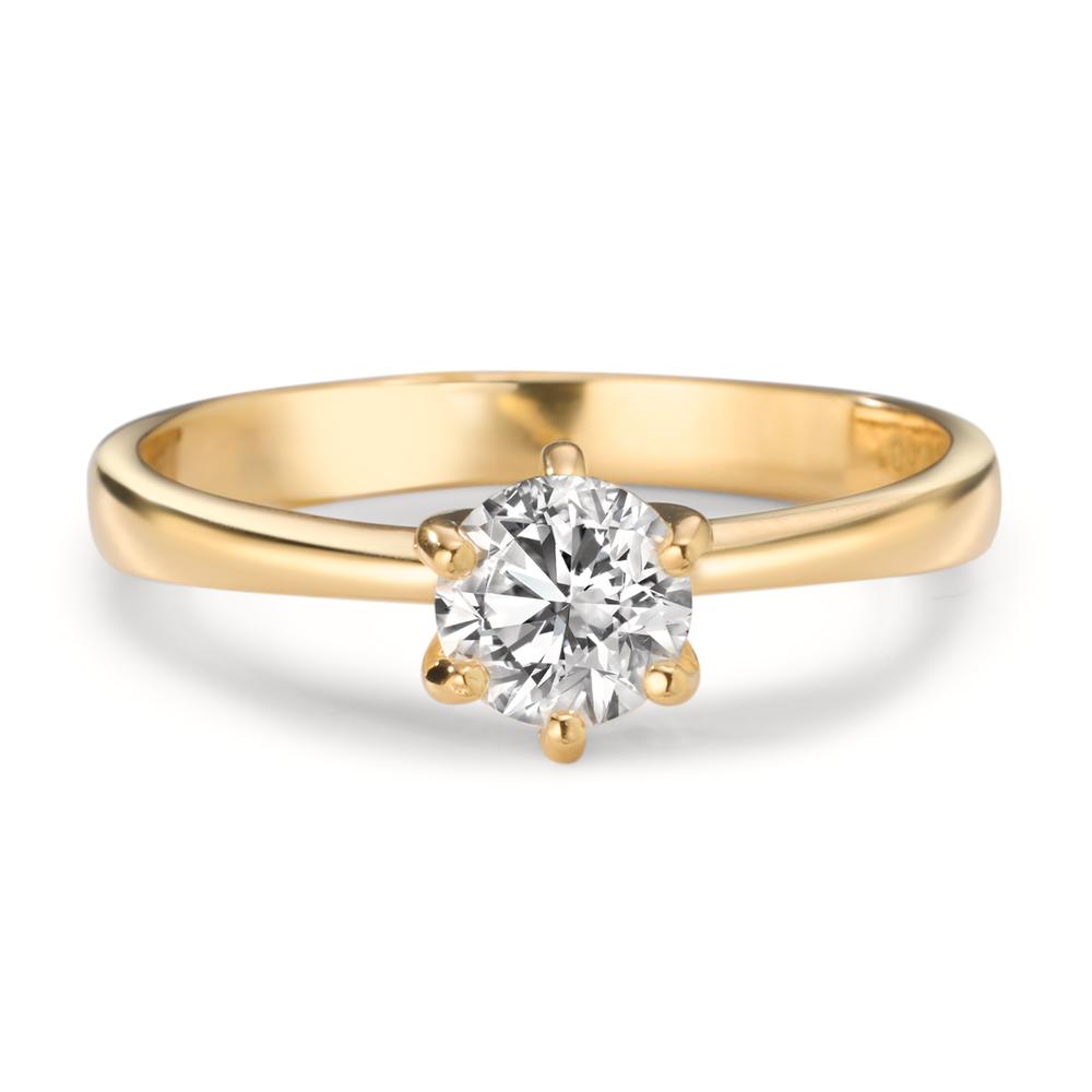 Solitärring 750/18 K gult guld Diamant odlad i labb 0.50 ct, w-si