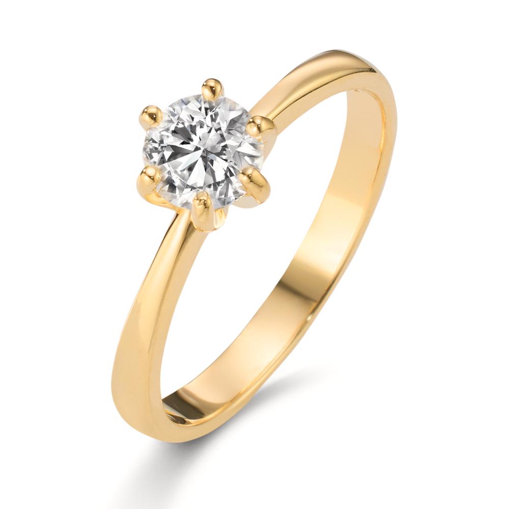 Solitärring 750/18 K gult guld Diamant odlad i labb 0.40 ct, w-si