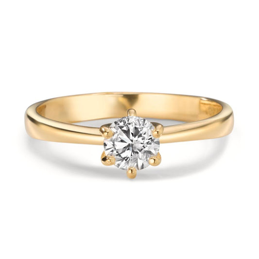 Solitärring 750/18 K gult guld Diamant odlad i labb 0.40 ct, w-si