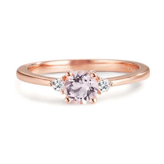 Finger ring 750/18 K rött guld Morganit rosa, diamant 0.065 ct, 2 stenar, w-si