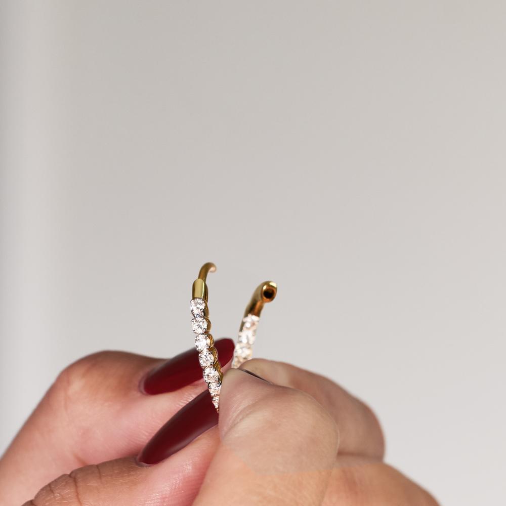 Hopfällbara örhängen 750/18 K gult guld diamant 0.50 ct, 36 stenar, w-si