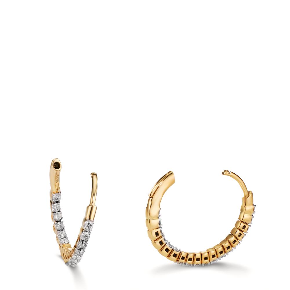 Hopfällbara örhängen 750/18 K gult guld diamant 0.50 ct, 36 stenar, w-si