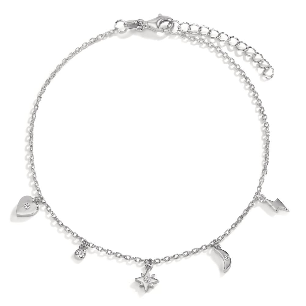 Vristlänk Silver Zirkoniumoxid 4 stenar rodiumpläterad 22-25 cm