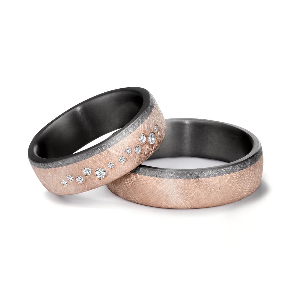 Partnerring 999 Tantal, 585/14 K roséguld diamant 0.105 ct, 12 stenar, w-si