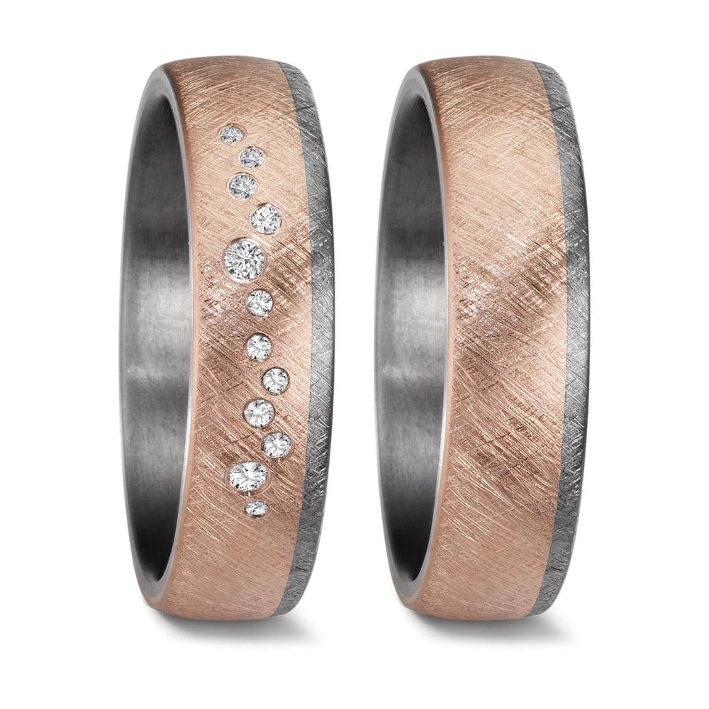 Partnerring 999 Tantal, 585/14 K roséguld diamant 0.105 ct, 12 stenar, w-si