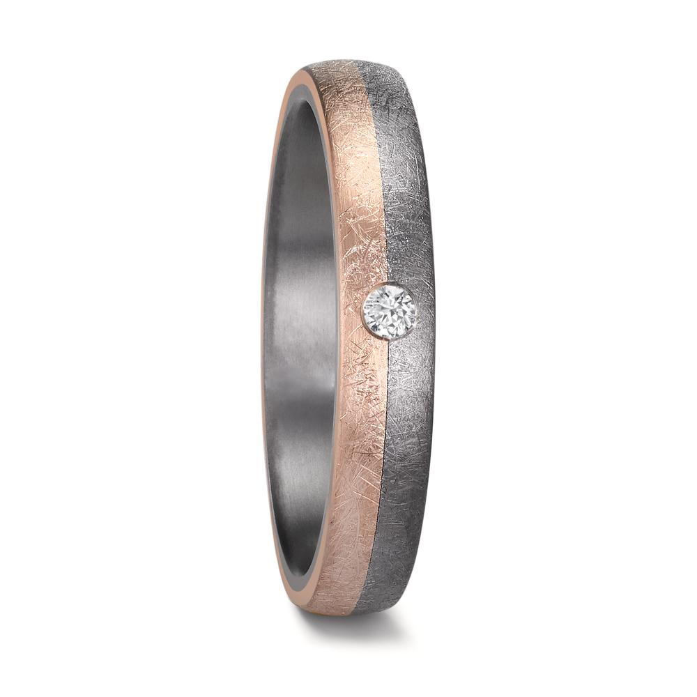 Partnerring 999 Tantal, 585/14 K roséguld diamant 0.04 ct, w-si