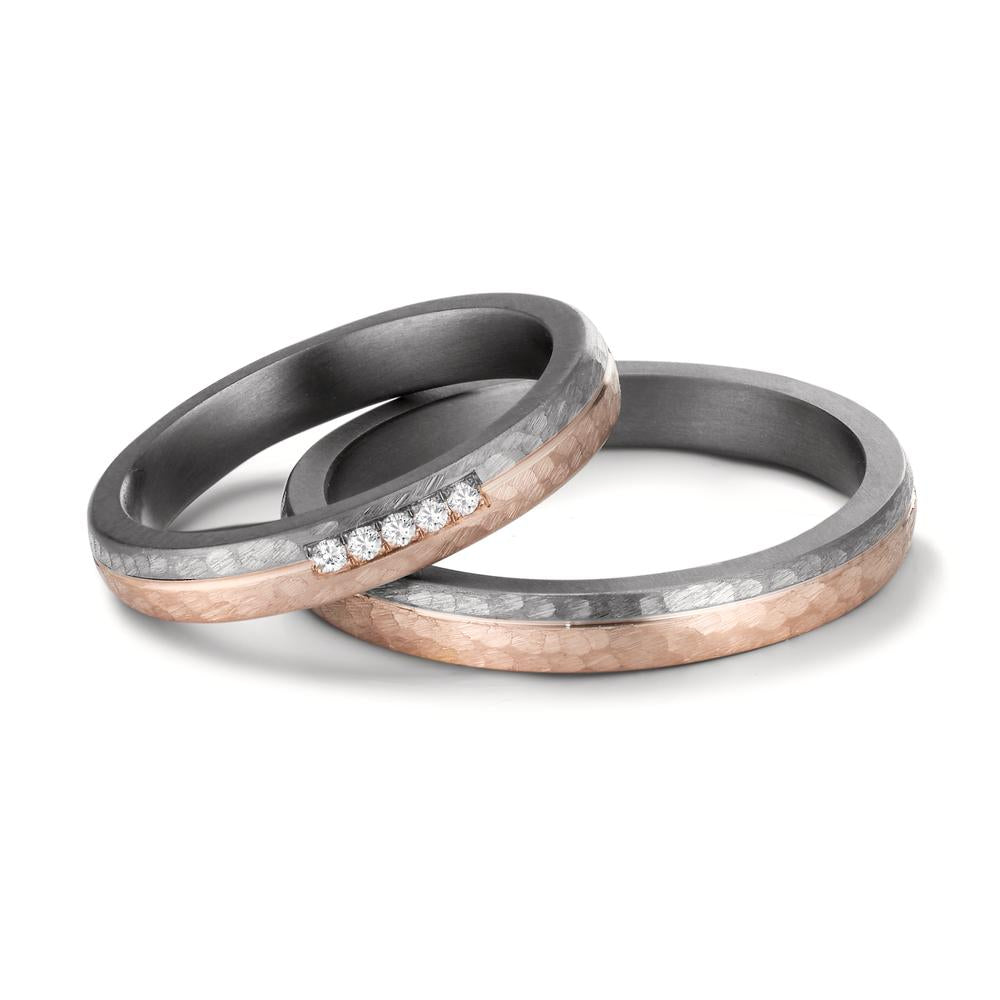 Partnerring 999 Tantal, 585/14 K roséguld diamant 0.035 ct, w-si