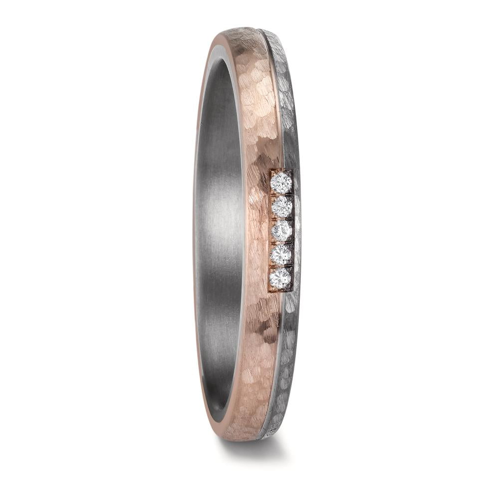 Partnerring 999 Tantal, 585/14 K roséguld diamant 0.035 ct, w-si