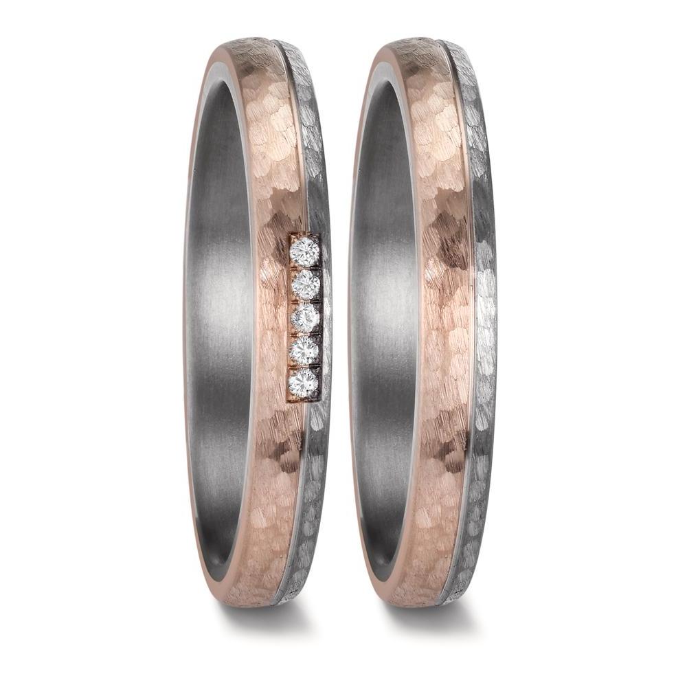 Partnerring 999 Tantal, 585/14 K roséguld diamant 0.035 ct, w-si