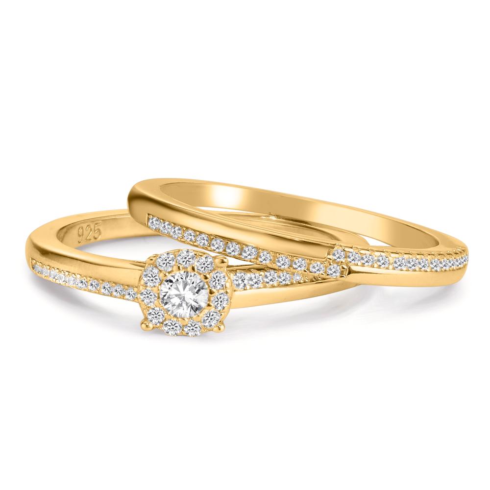 Finger ring Silver Zirkoniumoxid guldpläterad