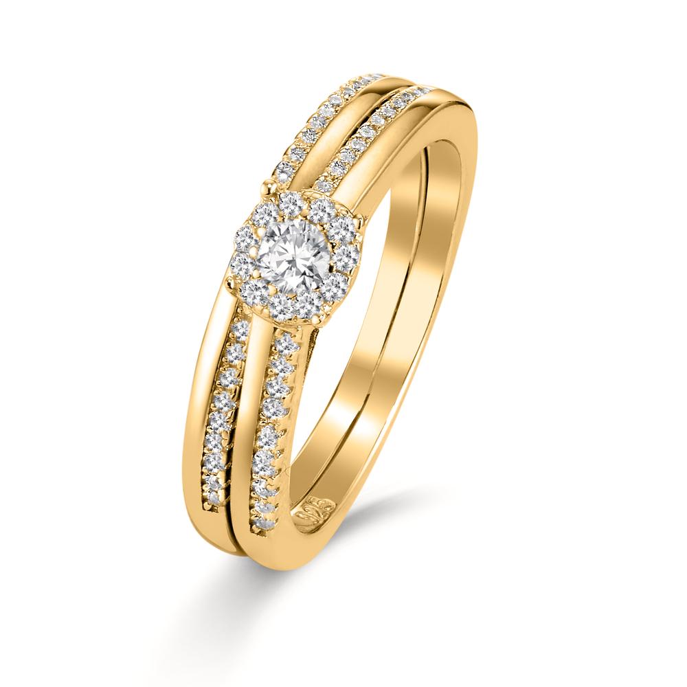 Finger ring Silver Zirkoniumoxid guldpläterad
