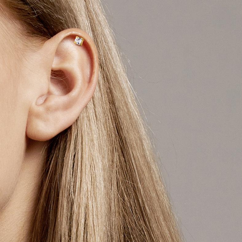 Piercing Silver Zirkoniumoxid gul guldpläterad Ø3 mm