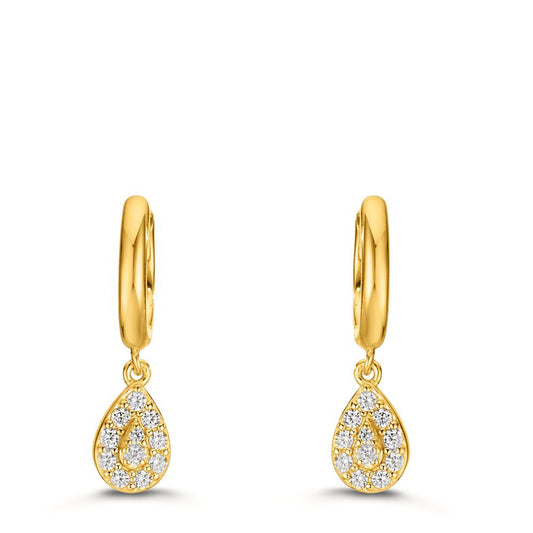 Hopfällbara örhängen Silver Zirkoniumoxid gul guldpläterad