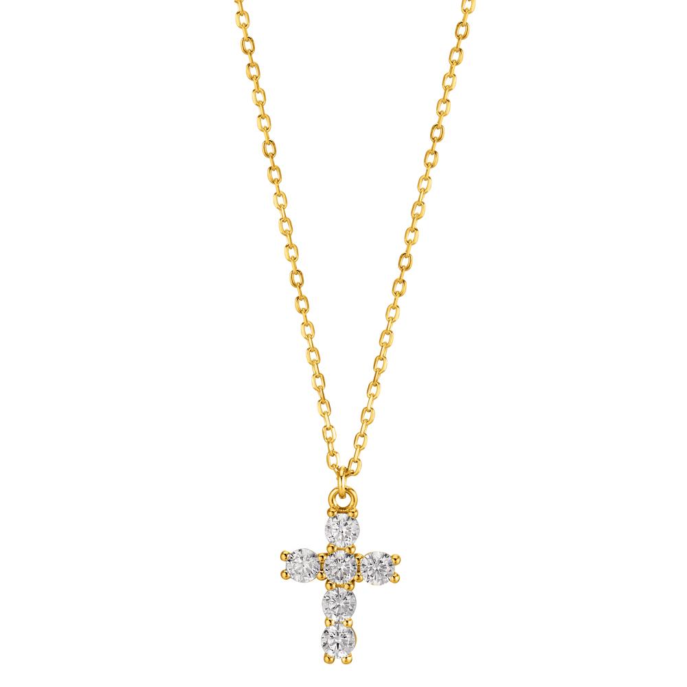 Collier Silver Zirkoniumoxid gul guldpläterad Korsa 40-45 cm
