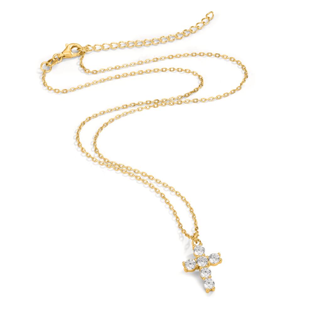 Collier Silver Zirkoniumoxid gul guldpläterad Korsa 40-45 cm